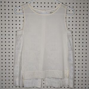 Madewell Sleeveless Top Women XS White Silk Cotton Embroidered Hidden Button
